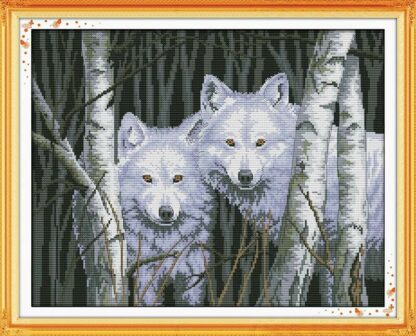 Wolves in Woods 44x35cm