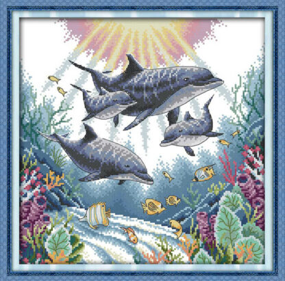 Dolphin Family 36x36cm