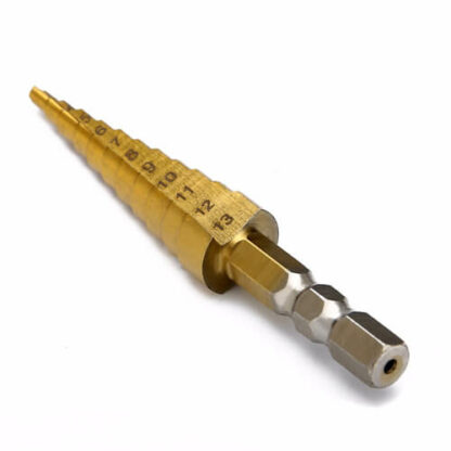 Titanium Coated Drill HSS 1/4'' Hex Shank Pagoda Step Cone Drill Bit 3-13mm